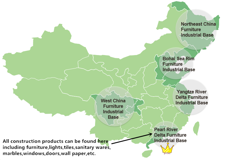 China Furniture Manufacturing Distribution Map