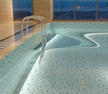 Glass swimming pool tiles