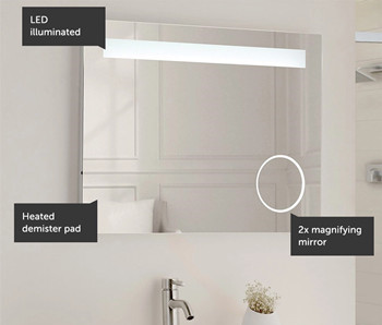 LED Illuminated Bathroom Magnifying Mirror with Demister Pad & Shaver Socket