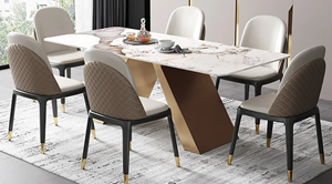 contemporary white rectangular stone dining table